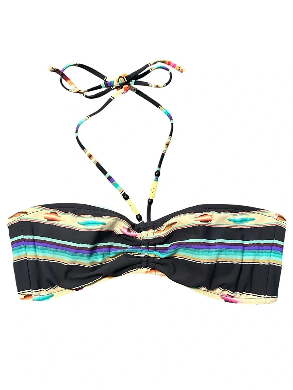 Ralph Lauren Amara stripe bandeau swim top m